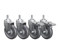Heavy-Duty Industrial Swivel Casters 4-Pack M12 Thread 63mm/75mm/100mm Quiet Polyurethane Replacement Wheels with Brake 80KG Load Capacity for Platform Carts and Furniture