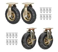Heavy Duty Industrial Swivel Casters 8" & 10" 4 Pack Silent Rubber Pneumatic Wheels with Shock Absorption Replacement Wheels for Carts and Trolleys