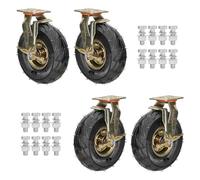 Heavy Duty Industrial Swivel Casters 8" & 10" 4 Pack Silent Rubber Wheels with Shock Absorption Replacement Wheels for Trolleys and Carts