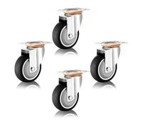 Heavy Duty Industrial TPR Rubber Casters 3in 4in 5in Plate Casters Set of 4, Moving Silent Furniture Replacement Castors, Trolley Swivel Caster Wheel with Brakes(Fixed+Br (Swivel+swivel 100m
