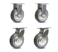 Heavy Duty Industrial Trolley with Fixed Castors & Brake Polyurethane Wheels 4" / 5" / 6" / 8" Durable 4 Pack for Easy Mobility & Stability