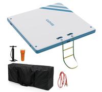 Heavy Duty Inflatable Floating Dock Platform - Non-Slip Surface, Rope Ladder, Double-Layer PVC, Manual Pump - Portable Water Mat for Lake, Pool, Beach, Ocean - Supports 2-10 People, Size: 3 * 1.8m