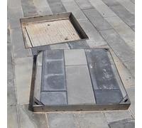 Heavy Duty Invisible Stainless Steel Manhole Cover & Frame Storm Drain Septic Tank Lid with Base 100x100x8cm for Driveway Pavement & Docks - Sewage Basin Cover