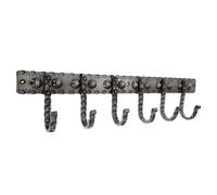 Heavy Duty Iron Dotted Coat Hook with 6 Hooks in Pewter Finish - Rust Proof Wall Mounted Coat Hook for Hanging Clothes, Bags, Hat and Utensils