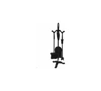 Heavy Duty Iron Fireplace 5Pc Metal Companion Fire Burner Set Black