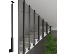 Heavy Duty Iron Stair Balusters with Adjustable Bracket Modern L-Shaped Side Mount Customizable 31.5in High Black Spindles for Indoor Stairway Railing Kit (1pc)