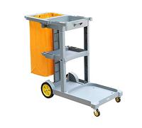 Heavy-Duty Janitorial Cleaning Cart on Wheels for Office & Hotel Plastic Housekeeping Trolley with Linen Storage Black Utility Service Cart