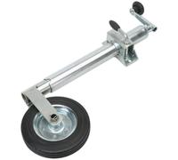 Heavy Duty Jockey Wheel with 50mm Clamp - 200mm Solid Wheel - Zinc Plated