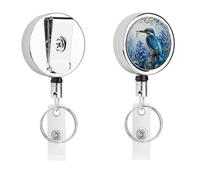 Heavy Duty Kingfisher Hyacinth Bloom Badge Reel with 360° Swivel Alligator Clip & 24" Retractable Nylon Cord Lightweight Name Badge Holder for Nurse Teacher Office Worker Id Card Decor