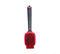 Heavy Duty Kitchen Scrubber with Extended Handle for Safe Hand Protection While Cleaning For Dishes Pots and Griddles (black red)