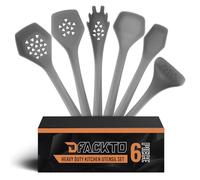 Heavy Duty Kitchen Utensils Set, 6 pc Nonstick Nylon, High Heat Resistant for Stovetop and Griddle, 6 Pieces for Cooking (Gray) by DFACKTO