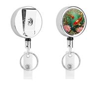 Heavy Duty Koi Lotus Pool Badge Reel with 360° Swivel Alligator Clip & 24" Retractable Nylon Cord Lightweight Name Badge Holder for Nurse Teacher Office Worker Id Card Decor