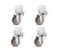 Heavy-Duty L-Shaped Rubber Swivel Casters - 4 Pack, Soft Wheel Furniture Wheels for Trolley, Suitcase, Kitchen Cabinet, and More