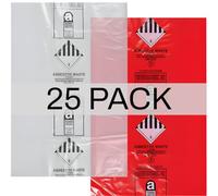 Heavy Duty Large Asbestos Waste Bags - 120x90cm - UN2212/UN2590 Marked - 30kg Capacity - 25 PACK, Tear Proof, Red & Clear Asbestos Removal & Disposal Sacks (25)
