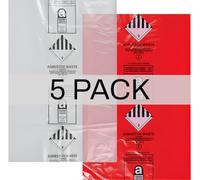 Heavy Duty Large Asbestos Waste Bags - 120x90cm - UN2212/UN2590 Marked - 30kg Capacity - 5 PACK, Tear Proof, Red & Clear Asbestos Removal & Disposal Sacks (5)