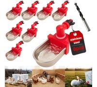 Heavy Duty Large Auto Metal 8 Pack Chicken Water Cups Chicken Waterer Cups for Poultry Rabbit Watering System and Small Animals Leak Proof Stainless Steel Fits 5 Gallon Bucket and PVC Pipes