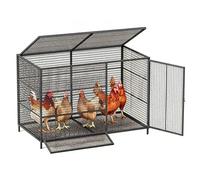 Heavy-Duty Large Walk-in Poultry Cage with Run, Galvanized Steel Chicken Coop, Waterproof Outdoor Enclosure for Chickens, Ducks & Rabbits, Skylight & Feeding Port (Black, 59x22x24in)