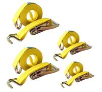 Heavy Duty Lashing Ratchet Tie Down Straps, 2 Inch Ratchet Straps Heavy Duty Double J Hook 10000 LBS Break Strength Yellow 5-10m(4Pack,5m)