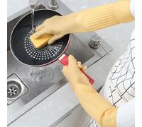 Heavy-Duty Latex Cleaning Glove - Waterproof, Anti-Slip Long Sleeve for Household and Dishwashing Tasks(Green)