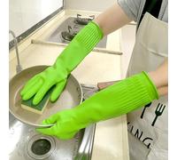 Heavy-Duty Latex Cleaning Glove - Waterproof, Anti-Slip Long Sleeve for Household and Dishwashing Tasks(Green)