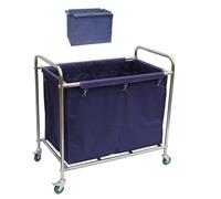 Heavy Duty Laundry Basket with Wheels Commercial Housekeeping Cart Removable Bags Laundry Carts for Home Hotel and Hospital Use (Blue)