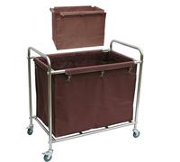 Heavy Duty Laundry Basket with Wheels Commercial Housekeeping Cart Removable Bags Laundry Carts for Home Hotel Hospital Durable & Convenient (Brown)