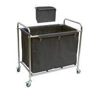 Heavy Duty Laundry Basket with Wheels Removable Bags Laundry Cart for Home Hotel & Hospital Commercial Housekeeping Trolley (Grey)