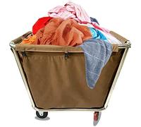 Heavy Duty Laundry Cart with Wheels - Commercial Grade Housekeeping Trolley for Home & Hotel Use, & Easy to Move, Ideal for Laundry Transport, Brown Color
