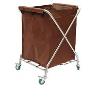 Heavy-Duty Laundry Trolley Cart with Lockable Casters - Removable Service Cart, Thick Stainless Steel Construction for Housekeeping