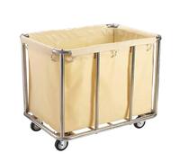 Heavy Duty Laundry Trolley Cart with Removable Canvas Lining and Wheels, Stainless Steel Sorter Hamper for Home and Hotel Housekeeping