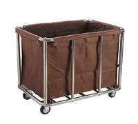 Heavy Duty Laundry Trolley Cart with Removable Canvas Lining and Wheels, Stainless Steel Sorter Hamper for Home Hotel Housekeeping