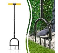 Heavy-Duty Lawn Aerator Compact Manual Aerator With 4 X 9Cm Steel Spikes & Ergonomic T-Handle Ideal For Garden Soil Improvement