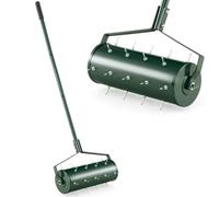 Heavy Duty Lawn Aerator Roller - 45cm/53cm Manual Grass Spike Tool with 130cm Detachable Handle, Durable Steel, Ideal for Garden Soil Aeration & Lawn Care