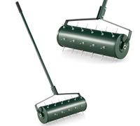 Heavy Duty Lawn Aerator Roller - 45cm/53cm Manual Grass Spike Tool with 130cm Detachable Handle, Durable Steel, Ideal for Garden Soil Aeration & Lawn Care