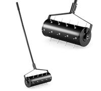 Heavy Duty Lawn Aerator Roller - 45cm/53cm Manual Grass Spike Tool with 130cm Detachable Handle, Durable Steel, Ideal for Garden Soil Aeration & Lawn Care