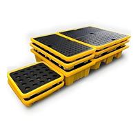 Heavy-Duty Leak-Proof Polyethylene Drum Pallet with Drainage Grid - Stackable Spill Containment Tray for Oil & Hazardous Materials - 33.5x33.5x5.5cm Safety Solution