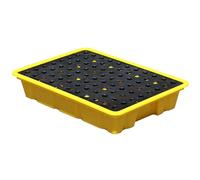 Heavy-Duty Leakproof Spill Pallet - Durable Polyethylene Containment Tray with Flat Top Grating for Stackable Oil Drums, Ideal for Safe Hazardous Waste Storage and Oil Sp