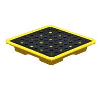 Heavy-Duty Leakproof Spill Pallet - Stackable Plastic Containment Tray with Flat Top Grating for Oil Drums, Durable Polyethylene, Ideal for Hazardous Waste Storage and Sa