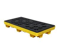 Heavy-Duty Leakproof Spill Pallet - Stackable Plastic Containment Tray with Flat Top Grating for Oil Drums, Durable Polyethylene for Safe Hazardous Waste Storage
