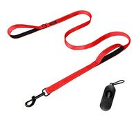 Heavy Duty Leash for Large Breed Dogs - Double Handle, Reflective Training Lead, 6FT-Red