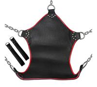 Heavy Duty Leather Bondage VIP Bondage Hammock Different Sex Swing Sling with Stirrups & Sling Rode Adult Sex Fun (Swing-02 Black with Red Pipne)