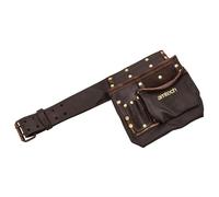Amtech Heavy Duty Multi-Pocket Tool & Nail Pouch, Oil-Tanned Leather with 6 Pockets and Hammer Loop for DIY, Carpentry and Construction Tasks.