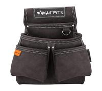 Heavy Duty Leather Tool Pouch Brown - 4 Pocket Tool Organiser & Tool Belt Pouch with Hammer Loop, Nail & Small Parts Holder, Metal D-Ring Electrician Work Pouch (Brown(Minor Stains)