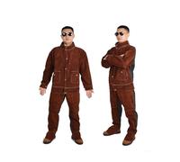 Heavy Duty Leather Welding Suits with Fire Resistant and Heat Insulation for Welder Protection Clothes Special Protective suit(WHITE,L)
