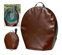 Heavy Duty Leatherette Garden Wall-mounted Hose Reel Cover,Waterproof&Dustproof&Sun-Proof Cover for Garden Hose,1.2/1.5/2 Foot Fitted,Protect Your Garden Hose and prolong its Life (Brown,1.3FT)