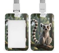 Heavy Duty Lemurs in The Jungle Badge Holder Clear Id Card Name Tag Holders with Breakaway Lanyard Waterproof Vertical Card Holder Case Gift for Teacher Nurse Doctor Office Coworkers