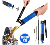 Heavy Duty Lever Action Manual Grease Gun, 600CC 10000 PSI Pump Grease Gun Greasing Tool Includes 10 inch Flex Hose and 6inch Metal Extension with Coupler, for Car Repair, Agricultural, Automotive