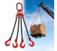 Heavy Duty Lifting Clamps, Adjustable Horizontal Plate Clamp,Vertical Plate Clamp,Lifting Chains with Hooks for Cargo Handling, Lift Harness to Move Heavy Equipment, High Stre,6614 Lbs/3 T,98.4in/2.5