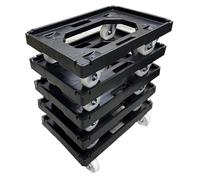 Heavy Duty Linking Dolly Transport Trolley for 600 x 400 Euro Plastic Stacking Containers - 300kg Load Capacity 4 Swivel Castors Office & Home Move - Pack of 10