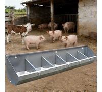 Heavy-Duty Livestock Feeder Trough, Large Capacity Hog Hay & Food Bin with Divider Panel for Pigs, Cattle, Horses, Goats, Easy to Clean 2m/8-Hole